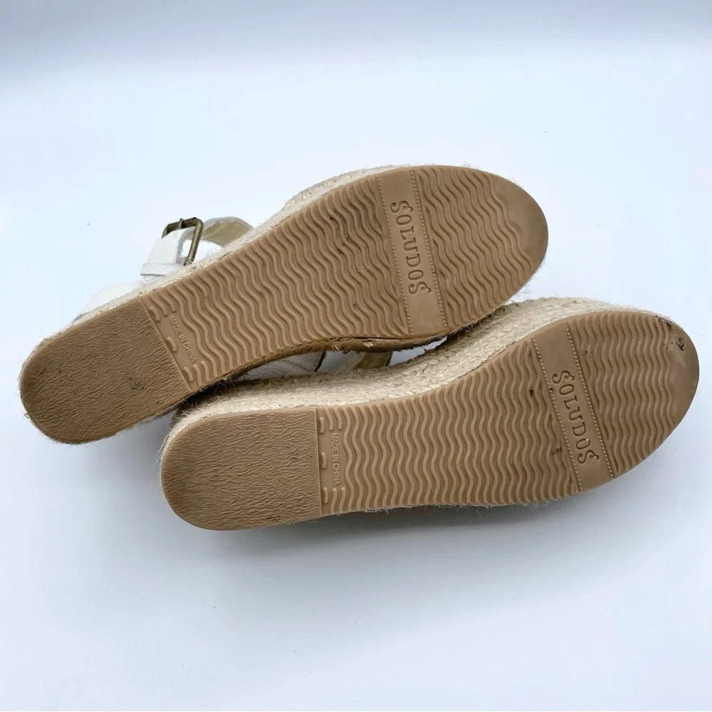 Soludos White Espadrille Wedge Sandals
